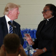 Rev. Timmons asking Trump to stop making a political speech in her church. Photo via AP.